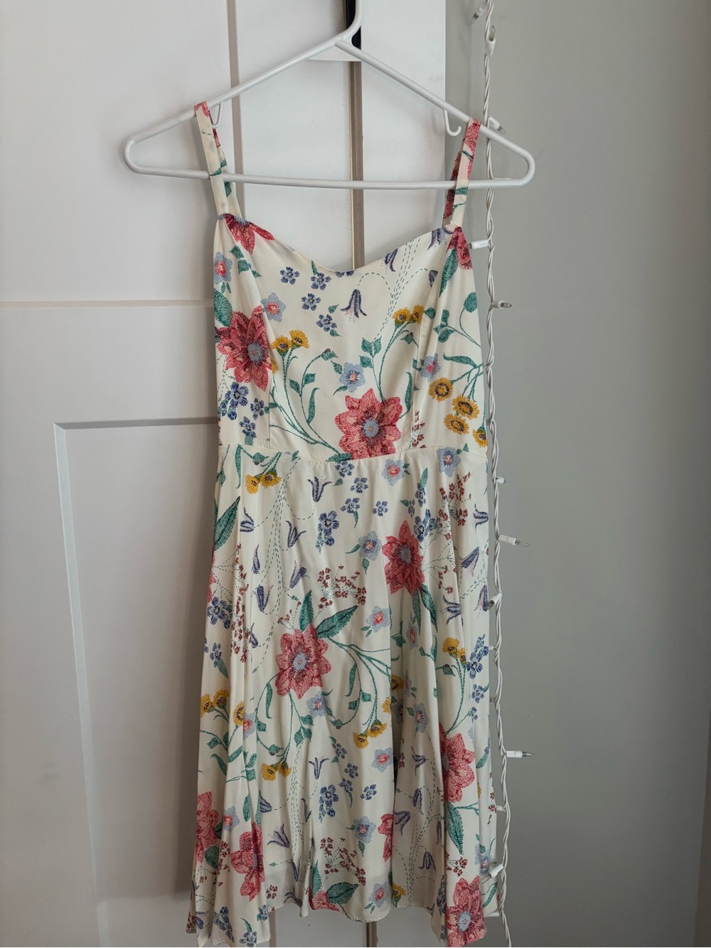 Old Navy Cream Floral Spaghetti-Strap Mini Dress with Pink Blooms